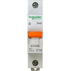 Автоматический выключатель модульный Schneider Electric ВА63 1п 16А C 4,5кA (11203)