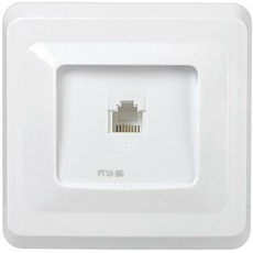 Розетка одноместная RJ11 телефонная ВЕГА РТ10-ВБ белый (ETV10-K01-DM) IEK