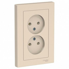 Розетка двойная Atlasdesign скрытой установки без заземления 16А в сборе бежевый ATN000220 Schneider Electric
