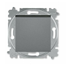 Переключатель одноклавишный Levit скрытой установки 10А проходной схема 6 механизм с накладкой сталь / дымчатый чёрный 2CHH590645A6069 ABB