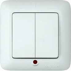 Выключатель двухклавишный скрытой установки индикатором С56-039-б/S56-039-B Wessen ПРИМА Schneider Electric