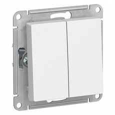 Переключатель двухклавишный Atlasdesign скрытой установки 10А проходной (сх.6+6) механизм белый ATN000165 Schneider Electric