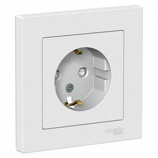 Розетка Atlasdesign скрытой установки с заземлением со шторками 16А в сборе белый ATN000144 Schneider Electric