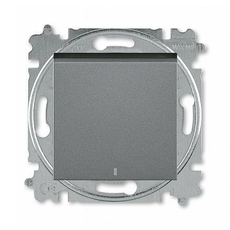 Выключатель одноклавишный Levit скрытой установки 10А с подсветкой схема 1а механизм с накладкой сталь / дымчатый чёрный 2CHH590146A6069 ABB