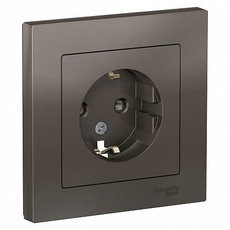 Розетка Atlasdesign скрытой установки с заземлением со шторками 16А в сборе мокко ATN000644 Schneider Electric