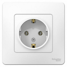 Розетка одинарная BLANCA скрытой установки с заземлением без шторок 16А 250В в сборе белый BLNRS001011 Schneider Electric