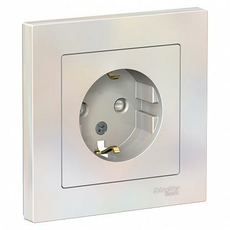 Розетка Atlasdesign скрытой установки с заземлением со шторками 16А в сборе жемчуг ATN000444 Schneider Electric
