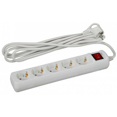 Удлинитель 3 метра, 5 гнезд с заземлением, с выключателем, ПВС 3x1мм2, 16A ( U-5es-3m-3x1 ) Б0028382 ЭРА