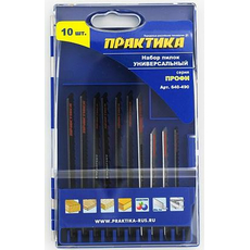 Пилки для лобзика (универсальный набор 7 типов, 10шт.) в кассете "Профи" ПРАКТИКА 640-490