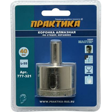 КОРОНКА алмазная по стеклу и керамике (40 мм) серия "Мастер" ПРАКТИКА 777-321