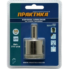 КОРОНКА алмазная по стеклу и керамике (35 мм) серия "Мастер" ПРАКТИКА 777-314