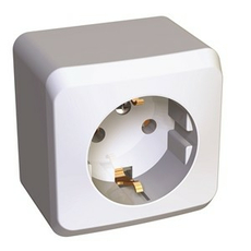 Розетка одинарная ЭТЮД открытой установки с заземлением без шторок кремовый PA16-003K Schneider Electric