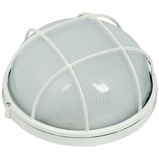 Светильник потолочный промышленный 1102 НПП большой круг белый с решеткой 1*100Вт Е27 IP54 IEK комплектовать КЛЛ