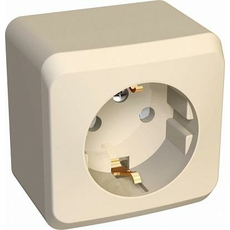 Розетка одинарная ЭТЮД открытой установки с заземлением со шторками кремовый PA16-004K Schneider Electric