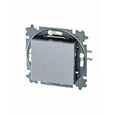 Переключатель одноклавишный Levit скрытой установки 10А проходной схема 6 механизм с накладкой серебро / дымчатый чёрный 2CHH590645A6070 ABB