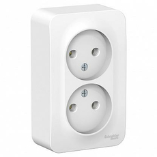 Розетка двойная BLANCA открытой установки без заземления без шторок 16А 250В с изолирующей пластиной в сборе белый BLNRA000211 Schneider Electric