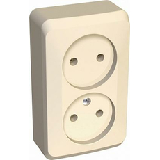 Розетка двойная ЭТЮД открытой установки наружная без заземления без шторок кремовый PA16-005K Schneider Electric