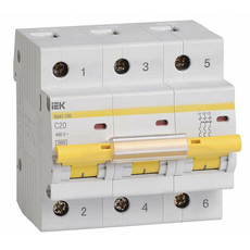 Выключатель автоматический треполюсный 20А ВА47-100 "С" 3п MVA40-3-020-C IEK