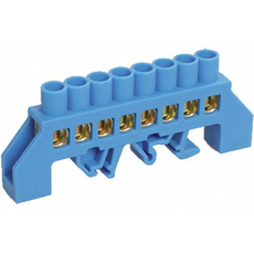 Шина "N" (ноль) 8 отверстий 8х12 мм в комбинированном изоляторе на DIN-рейку тип "Стойка" (ШНИ-8х12-8-КС-С) YNN10-812-8DP