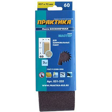 Лента шлифовальная 75х457 мм P60 (3шт.) картонный подвес ПРАКТИКА 031-235