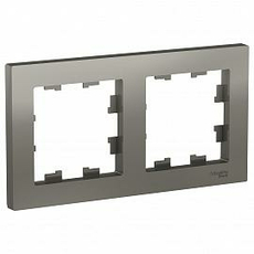 Рамка для розеток и выключателей 2 поста Atlasdesign горизонтальная универсальная сталь ATN000902 Schneider Electric