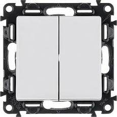 Переключатель двухклавишный Valena LIFE скрытой установки 10А 250В с лицевой панелью безвинтовые зажимы белый 752408 Legrand