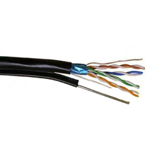 Кабель PLEXUS FTP 4PR 24AWG Cu CAT 5e, OUTDOOR black (0,48) +ТРОС 305м