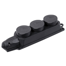 Розетка трехместная РБ33-1-Ом с защитными крышками 16А IP44, каучук PKR61-016-2-K02 IEK