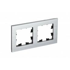Рамка для розеток и выключателей 2 поста Atlasdesign Nature металл серебро ATN312102 Schneider Electric