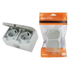 Розетка двойная 2П+3 (горизонтальная) открытой установки IP54 16А "Вуокса" SQ1803-0008 TDM