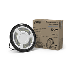 Светильник промышленный светодиодный ДСП-100 Вт 12000 Лм 5000K IP65 D230х88 мм 175-265 В LED UFO Gauss 821536300