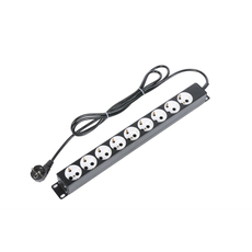 Блок силовых розеток 19' со шнуром (2 м) без выключателя 9 розеток черный ЦМО БР-9П-Ш-9005