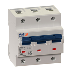 Выключатель автоматический модульный BM125 OptiDin 100А 3П трехполюсный C C 20кА 138545 КЭАЗ