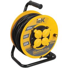 Удлинитель 40 метров УК40 Industrial катушка с термозащитой, 4 гнезда,2Р+РЕ, ПВС 3х1,5мм2, WKP15-16-04-40-44 IEK