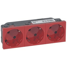 Розетка 3х2к+З немецкий стандарт 45 красная Legrand 77273