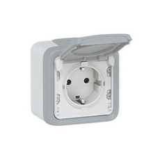 Legrand PLEXO Розетка с заземлением наружная винтовые зажимы серая IP55 (69733)
