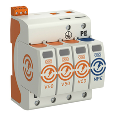 УЗИП для силовых сетей 3+NPE (Класс I+II), 280 В (V50-3+NPE+FS-280) OBO Bettermann 5093533