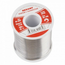 Припой с канифолью, 1000 г, 1.0 мм, олово 60%, свинец 40% REXANT 09-3413