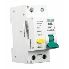 Выключатель автоматический дифференциальный 1Р+N 20А 30мА тип AC х-ка С ДИФ-103 6кА DEKraft 16205DEK