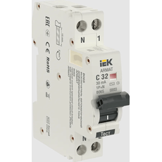 ARMAT Выключатель автоматический дифференциальный АВДТ B06S 1п+NP C32 30мА тип AC IEK AR-B06S-1N-C32C030
