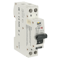 ARMAT Выключатель автоматический дифференциальный АВДТ B06S 1п+NP C16 30мА тип AC IEK AR-B06S-1N-C16C030