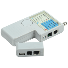 Тестер для витой пары 4в1 RJ45/RJ11/BNC/USB с элементом питания ITK WH3468