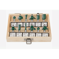 Фрезы по дереву кромочные, набор 12 шт, деревянный бокс, хвостовик 8 мм FIT 36578