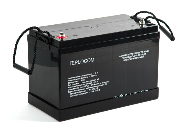 Аккумулятор герметичный свинцово-кислотный TEPLOCOM 100 Ач Бастион