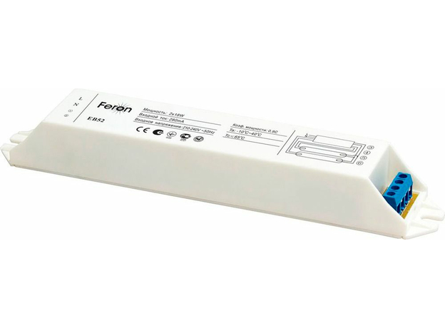 Электронный пускорегулирующий аппарат ЭПРА T8/G13 2х36 Вт FERON