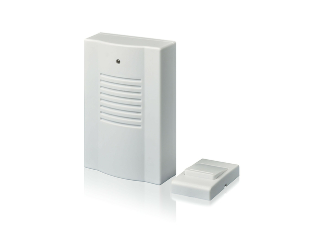 Звонок беспроводной ТМ Volpe UDB-Q021 W-R1T1-16S-30M-WH 16 мелодий. Световая индикация. Радиус действия 30 метров. Блистерная упаковка. Цвет-белый