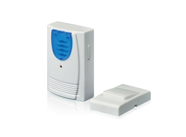 Звонок беспроводной ТМ Volpe UDB-Q023 W-R1T1-16S-30M-WH 16 мелодий. Световая индикация. Радиус действия 30 метров. Блистерная упаковка. Цвет-белый