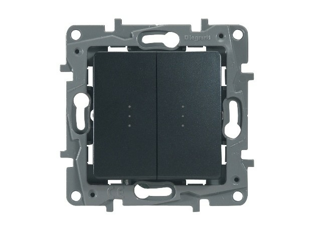 Переключатель двухклавишный Etika с подсветкой 10А антрацит 672616 Legrand