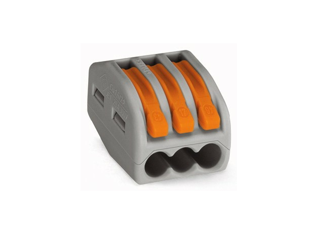 Клемма для распределительных коробок 3 жилы 0,08-4,0мм2 с рычагом зажимом 222-413 WAGO