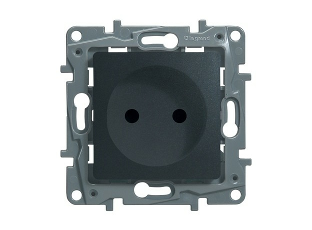 Розетка одноместная Etika без заземления винтовое антрацит 672634 Legrand